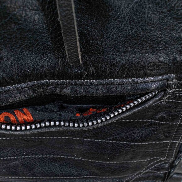 Harley Davidson Motorcycles D Pocket Leather Biker Motorcycle Jacket Large Retro - Picture 5 of 16